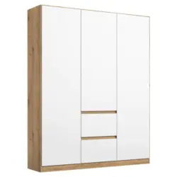 Drehtürenschran Nidda Eiche Artisan/weiß B: 136 Cm