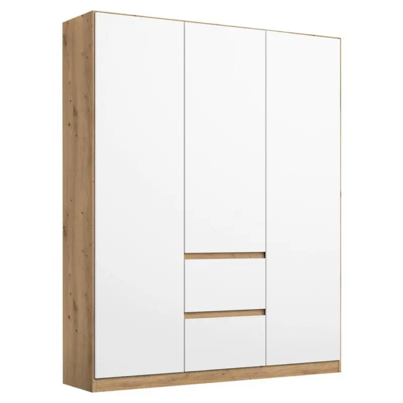 Drehtürenschran Nidda Eiche Artisan/weiß B: 136 Cm