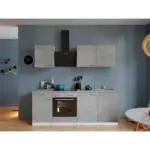 Möbelix Einbauküche Küchenblock Möbelix Malia B: 210 cm Grau, mit Geräte