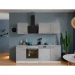 Möbelix Einbauküche Küchenblock Möbelix Malia B: 220 cm Grau, mit Geräte