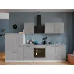 Möbelix Einbauküche Küchenblock Möbelix Malia B: 300 cm Grau, mit Geräte