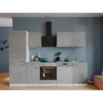 Möbelix Einbauküche Küchenblock Möbelix Malia B: 280 cm Grau, mit Geräte