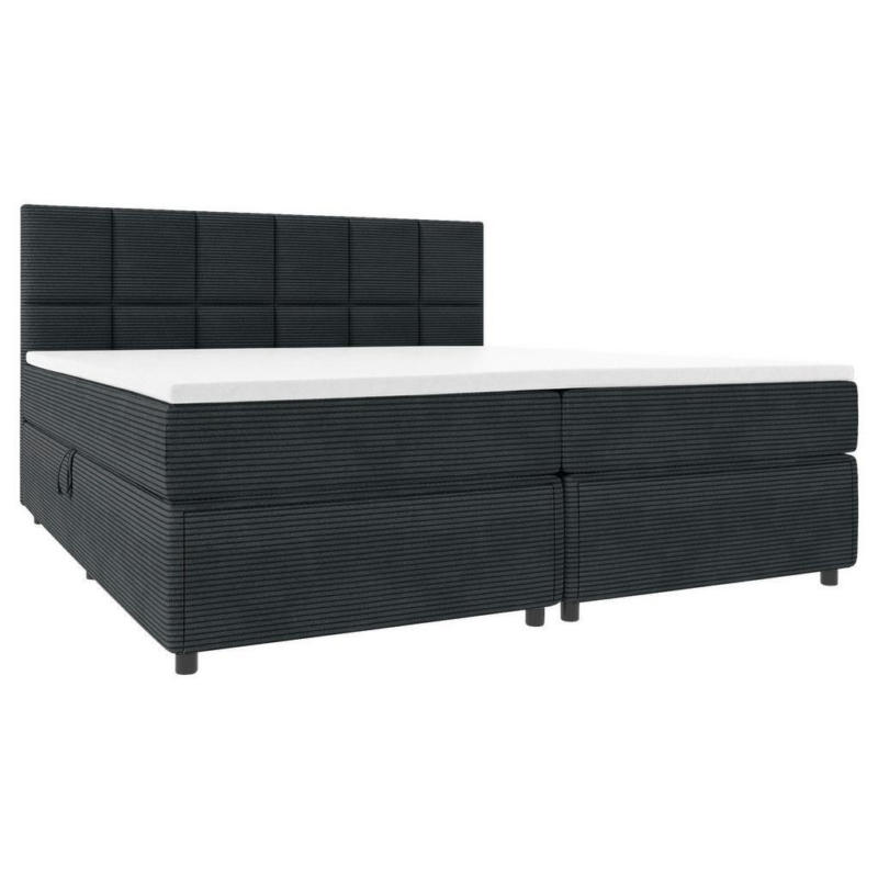 Boxspringbett mit Topper Garda 180x200 cm Graphitfarben