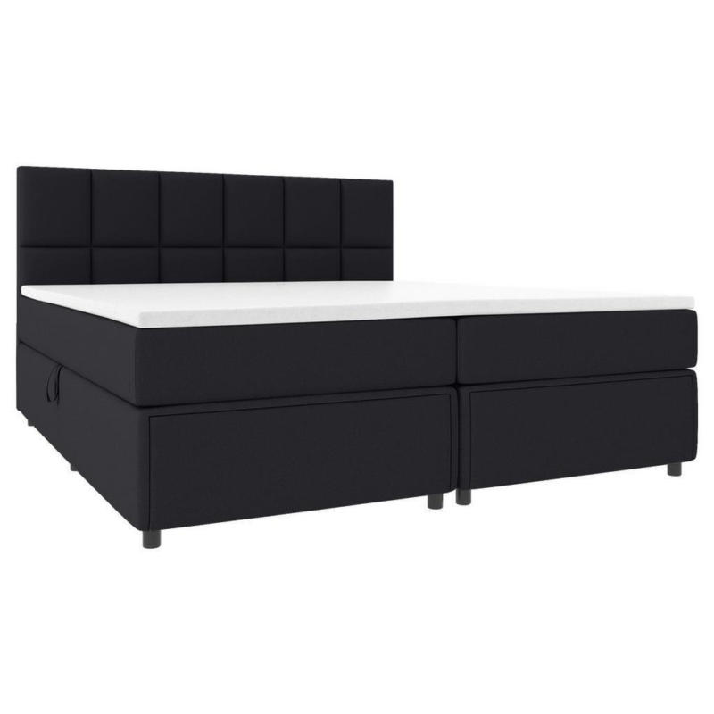 Boxspringbett mit Topper Garda 100x200 cm Schwarz