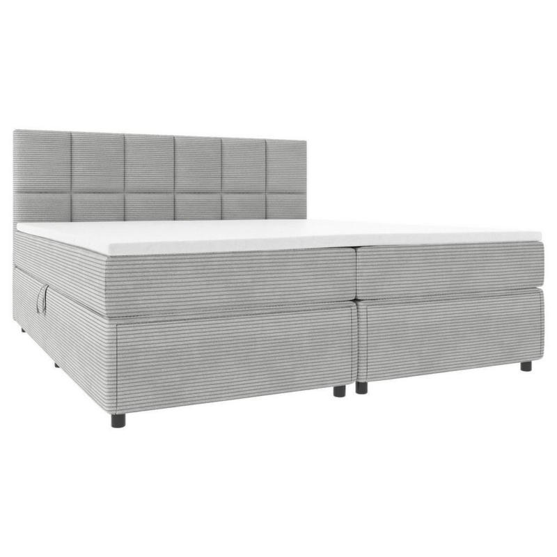 Boxspringbett Mit Topper Garda 160x200 Cm Hellgrau