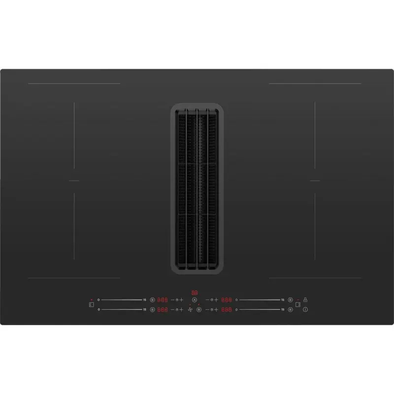 Kochfeld-Dunstabzug-Kombi Schwarz, B: 80 cm