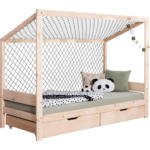 Möbelix Bodenbett mit Matratze 90x200 cm Naturfarben