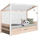 Möbelix Bodenbett mit Bettkasten 90x200 cm Naturfarben/Weiß