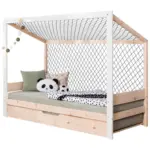 Möbelix Bodenbett mit Bettkasten 90x200 cm Naturfarben/Weiß