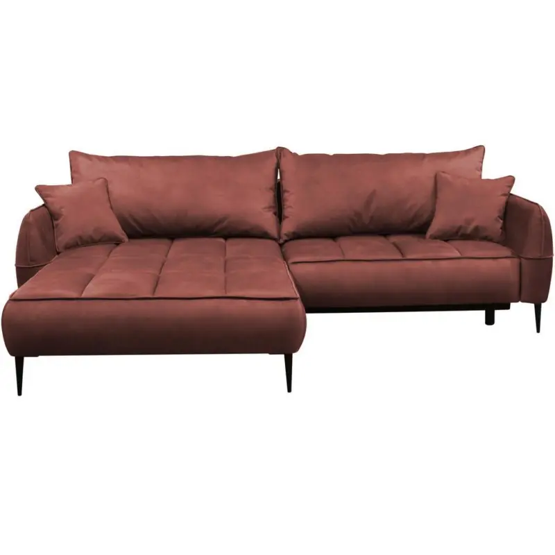 Ecksofa mit Bettkasten Letto 189x260 cm Velours Koralle