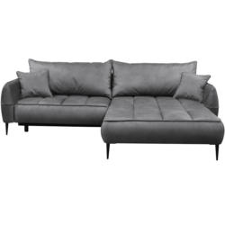 Ecksofa mit Bettkasten Letto 260x189 cm Velours Grau