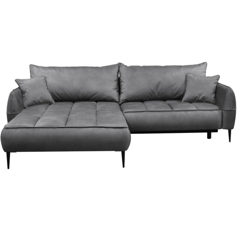 Ecksofa mit Bettkasten Letto 189x260 cm Velours Grau