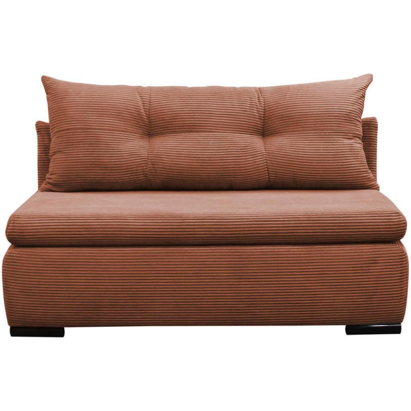 Schlafsofa mit Bettkasten Yellow B: 154 cm Cord Koralle