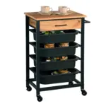 Möbelix Servierwagen Hellbraun, Schwarz, B: 47 Cm