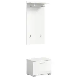 Garderobe Prego Weiß Hochglanz Inkl. Zubehör, B: 55 Cm