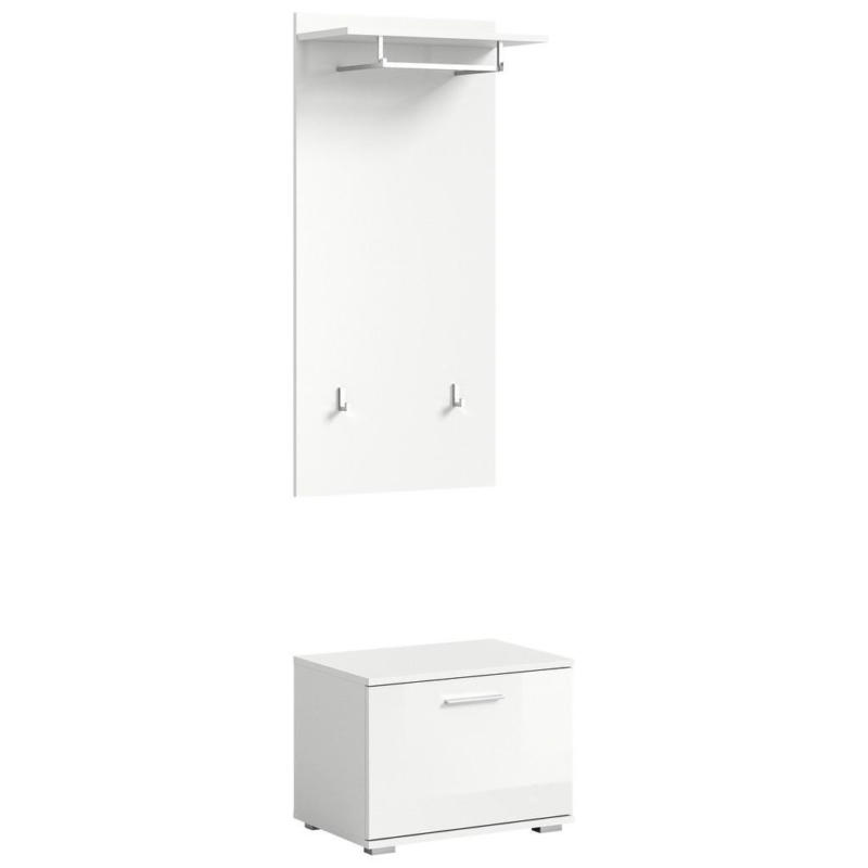 Garderobe Prego Weiß Hochglanz Inkl. Zubehör, B: 55 Cm