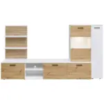 Möbelix Wohnwand Heathrow, Weiß, Eiche Artisan Dekor,b: 250 Cm