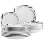 Möbelix Tellerset Decora Schwarz/weiß, 18-Teilig