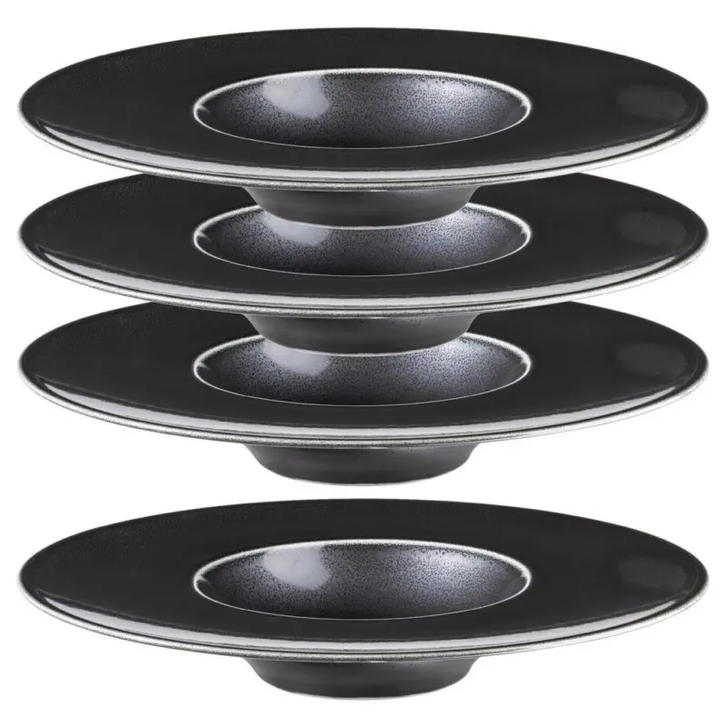 Tellerset Angry Schwarz, 4-Teilig