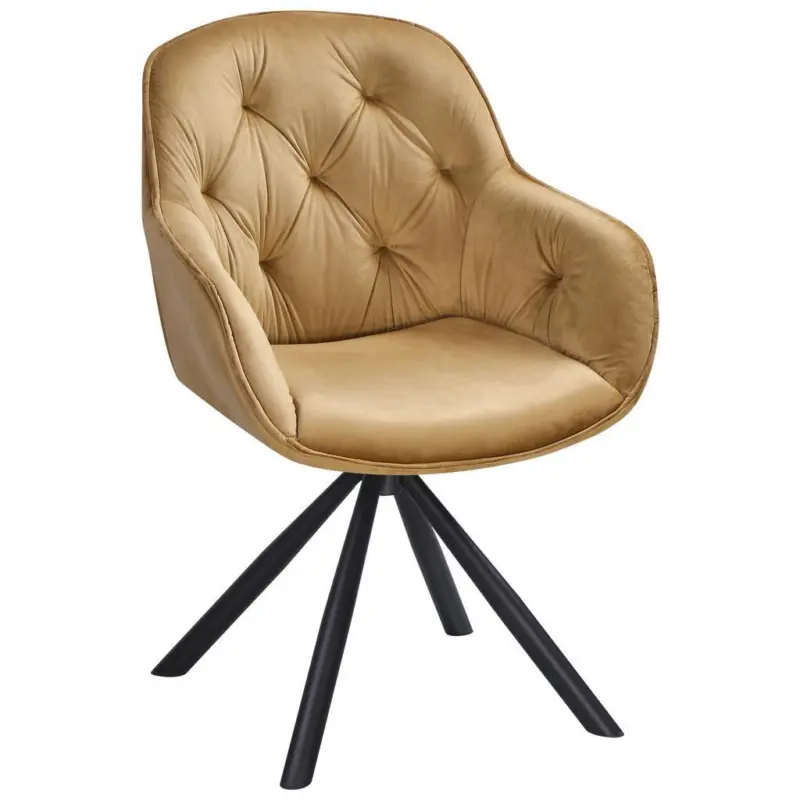 Armlehnstuhl Silvi Samt Braun 360° Drehbar