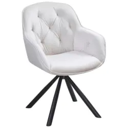 Armlehnstuhl Silvi Samt Beige 360° Drehbar