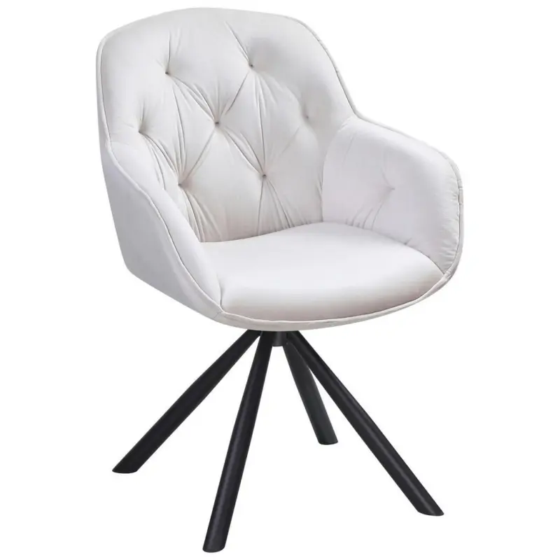 Armlehnstuhl Silvi Samt Beige 360° Drehbar