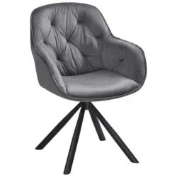 Armlehnstuhl Silvi Samt Grau 360° Drehbar