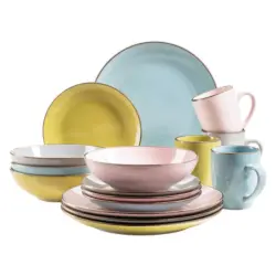 Kombiservice Metallic Rim 4 Personen Geschirr Set