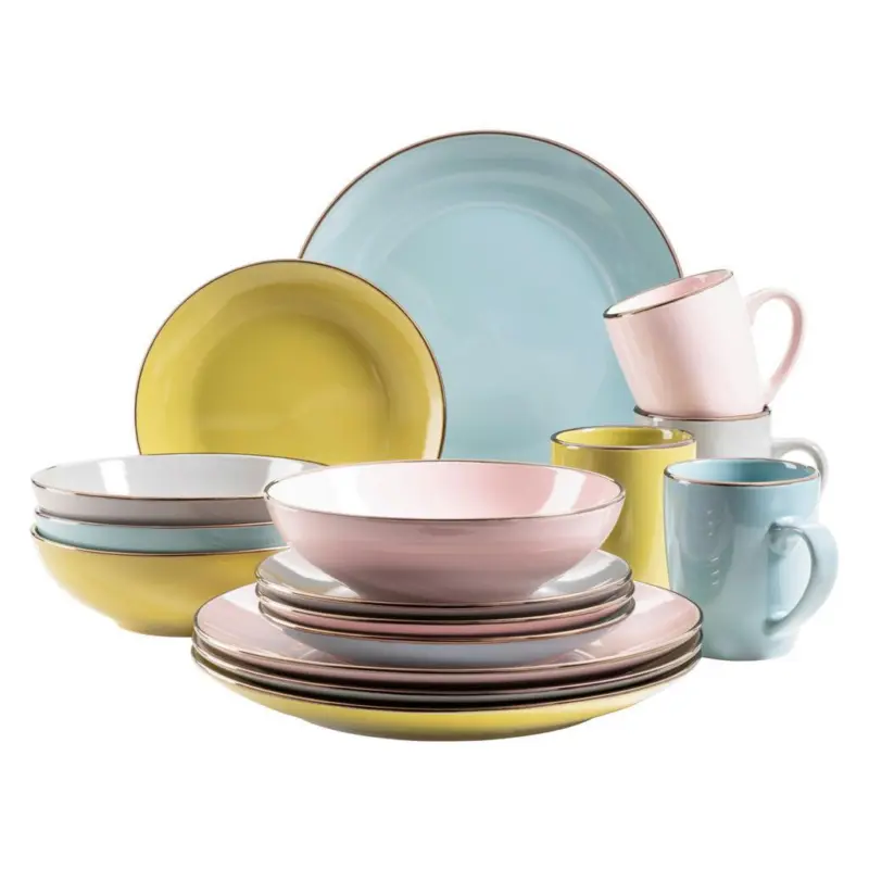 Kombiservice Metallic Rim 4 Personen Geschirr Set