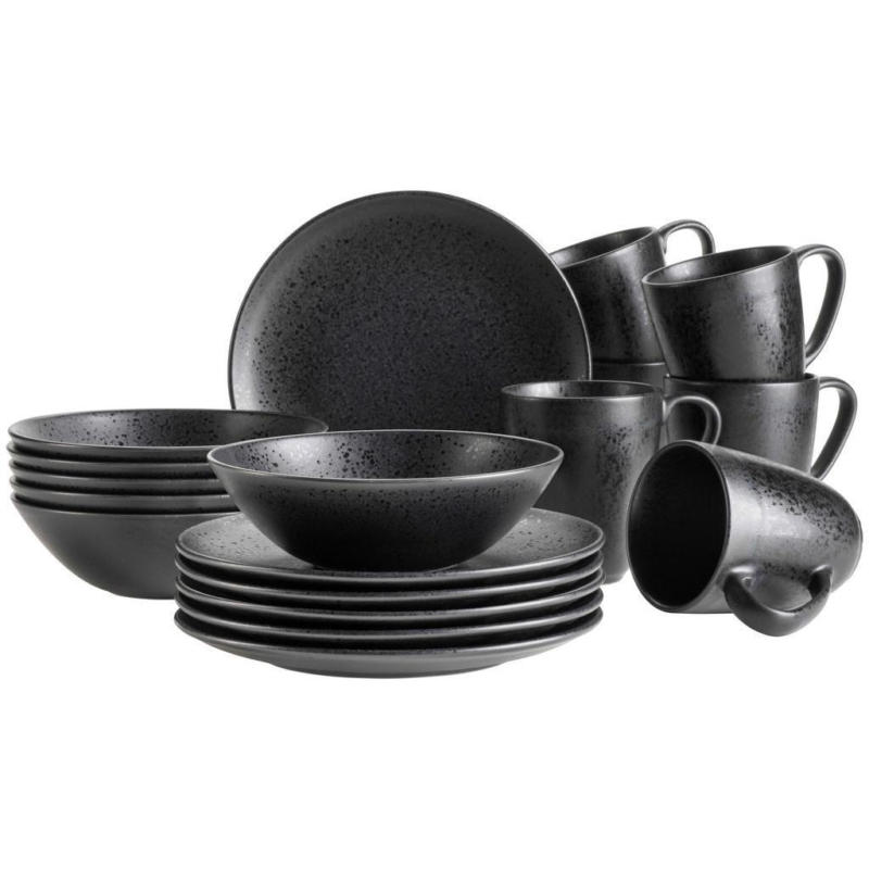 Frühstücksset Essential Schwarz, 18-teilig