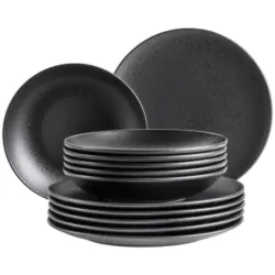 Tafelservice Essential Schwarz, 12-teilig