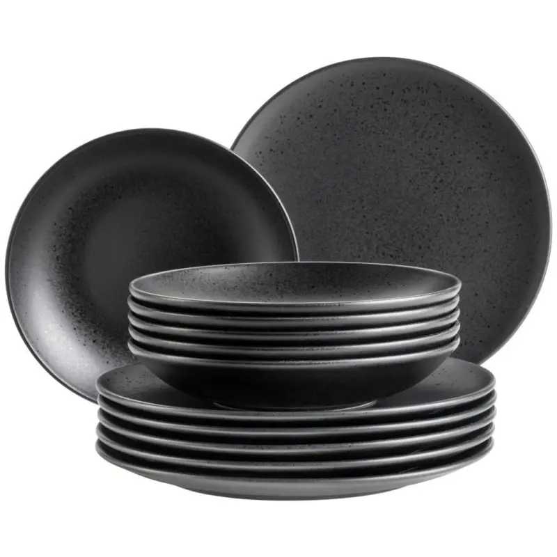 Tafelservice Essential Schwarz, 12-teilig