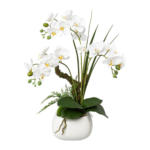 Möbelix Kunstpflanze Orchideen Weiß, Topf: Weiß, H: 46 cm