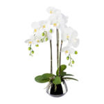 Möbelix Kunstpflanze Orchideen, Weiß Topf: Silberfarben, H: 55 Cm