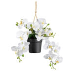 Möbelix Kunstpflanze Orchideen Weiß, Topf: Schwarz. H: 25 cm