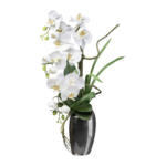 Möbelix Kunstpflanze Orchideen, Weiß Topf: Silberfarben, H: 68 cm