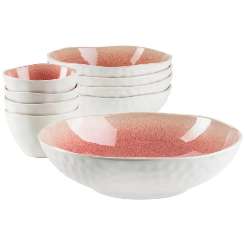 Schüsselset Frozen Steinzeug 9--Teilig. D: 10,5-26 cm