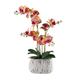 Kunstpflanze Orchideen Gelb/Grau/Grün/Pink, 56 cm