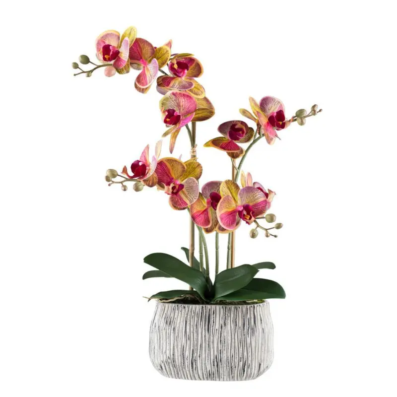 Kunstpflanze Orchideen Gelb/Grau/Gr&uuml;n/Pink, 56 cm