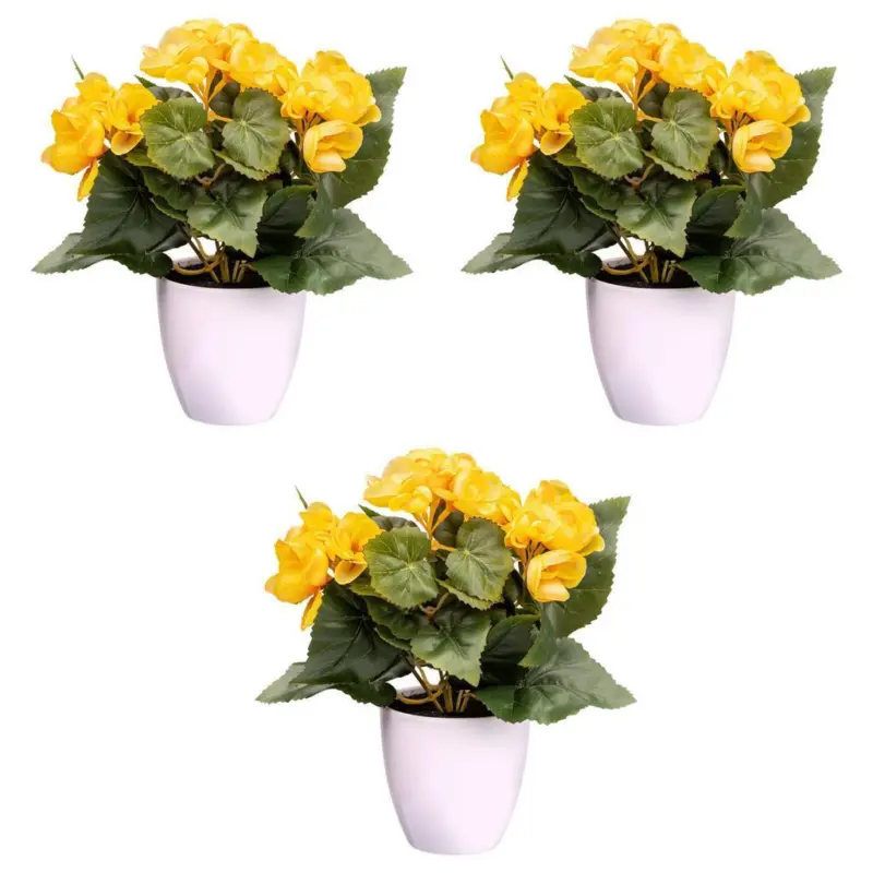 Kunstpflanze Bl&uuml;hpflanzen Gelb/Gr&uuml;n/Wei&szlig;, 24 cm