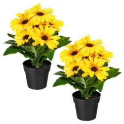 Kunstpflanze Bl&uuml;hpflanzen Gelb/Gr&uuml;n/Schwarz, 27 cm