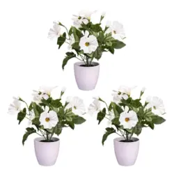 Kunstpflanze Blühpflanzen Grün/Weiß, 28 cm