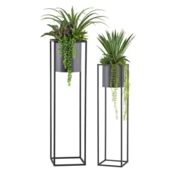 Kunstpflanze Sukkulenten Grau/Grün/Schwarz, 105 cm