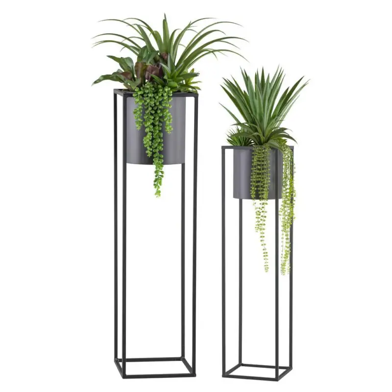 Kunstpflanze Sukkulenten Grau/Grün/Schwarz, 105 cm