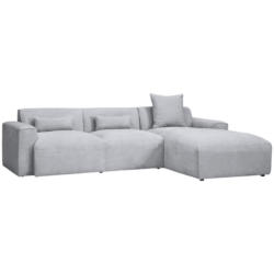 Ecksofa mit Zierkissen Pearl Grau 303x196 cm