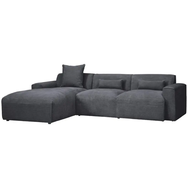 Ecksofa mit Zierkissen Pearl Graphitfarben 196x303 cm