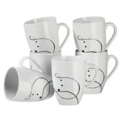 Kaffeebecherset 6-Teilig Porzellan ca. 310ml Weiß