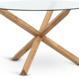 JYSK Masă AGERBY Ø119 sticlă/stejar natur