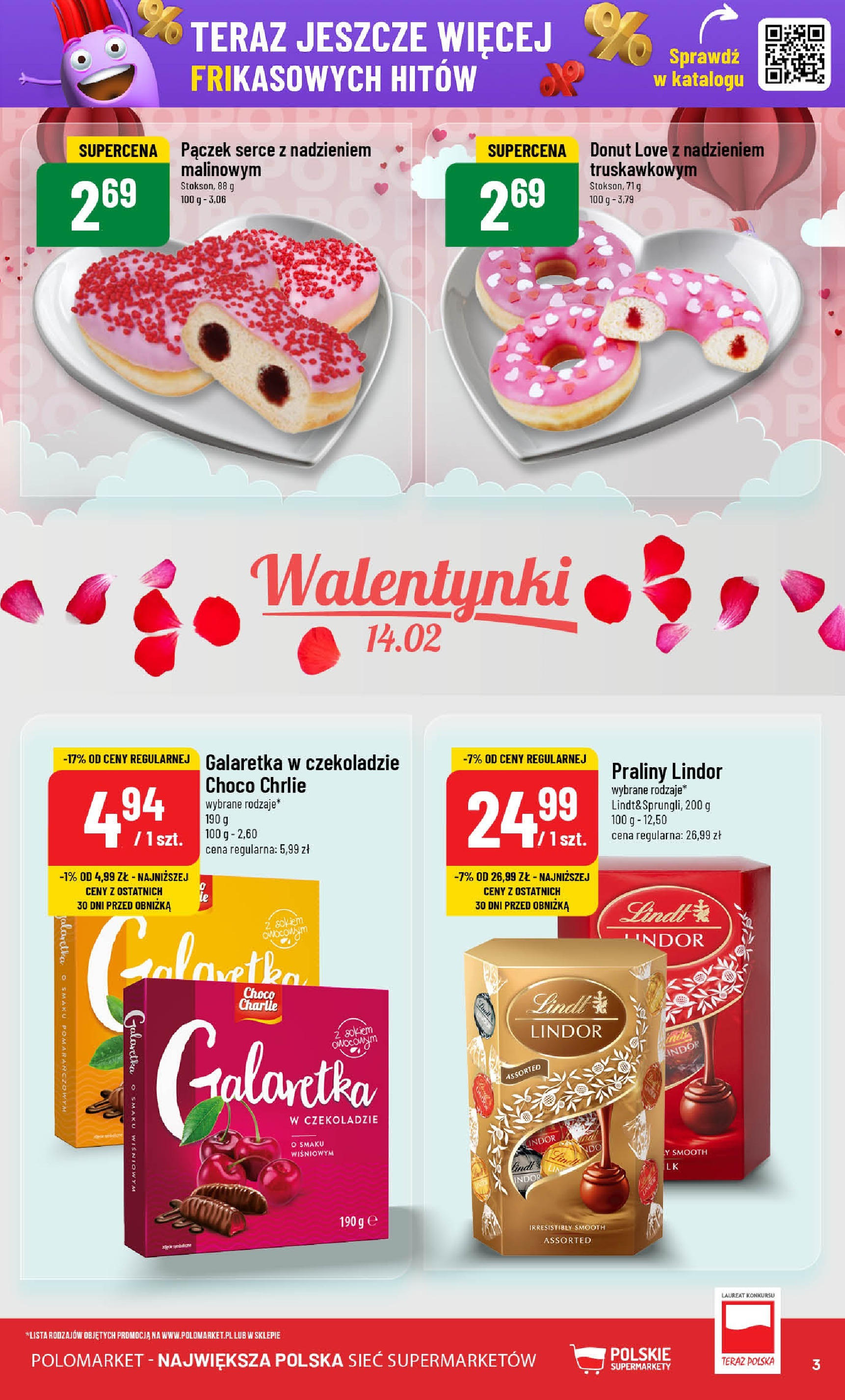 POLOmarket gazetka od jutra (12.02.2025) - Nowa PDF | Strona: 3 | Produkty: Galaretka, Praliny, Donut