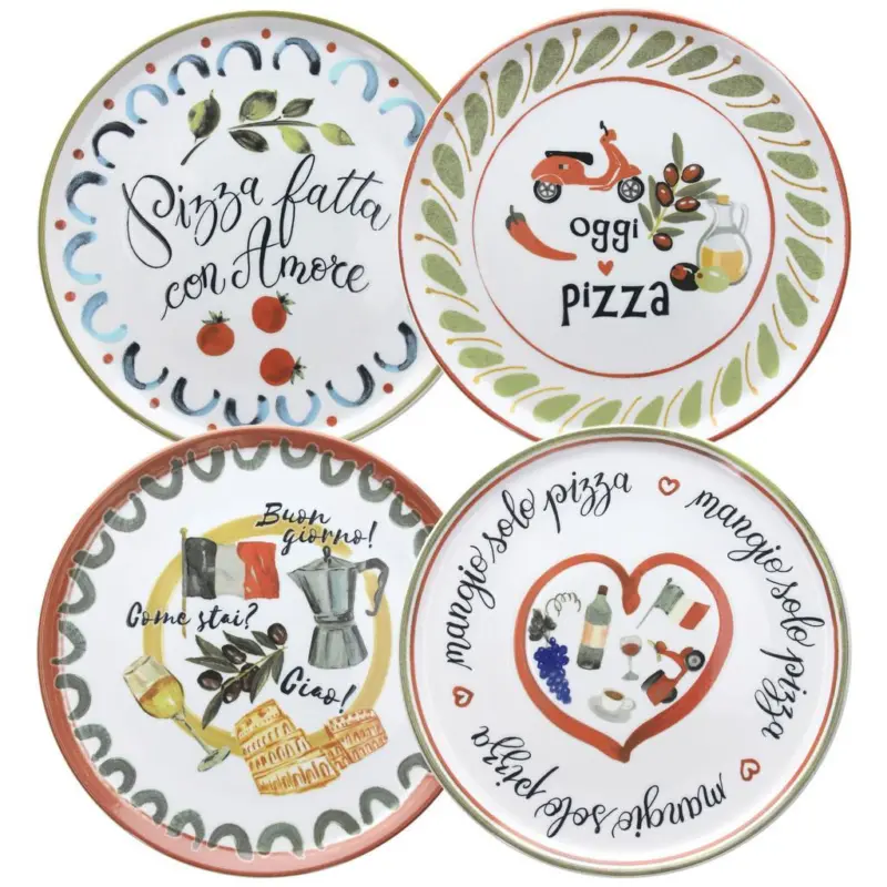 Pizzateller Porzellan Rund 4er-Set Cinzia ca. 32,5 cm